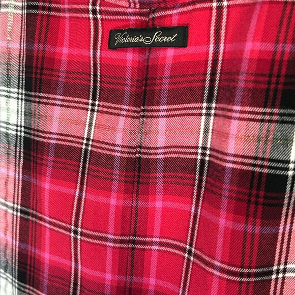 Victoria's Secret  Flannel Romper Cotton Pyjama - Pink & Red - Medium - Picture 5 of 6